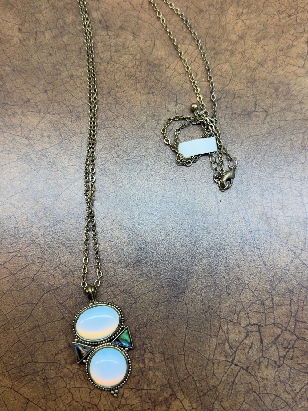Opalite Pendant Necklace in Antique Gold - Women Jewelry
